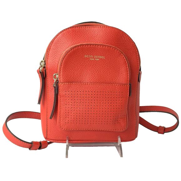 Henri Bendel New York Influencer Mini Convertible Backpack Poinsettia Red Coral - Picture 1 of 16
